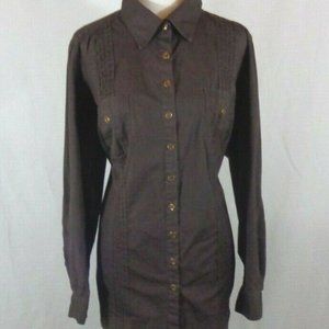 brown button front tunic 22W